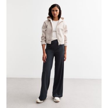 Women's Tall Navy Jersey Wide Leg Trousers New Look