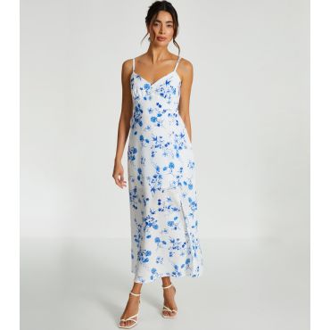 Women's White Floral Print Midi Dress Quiz New Look