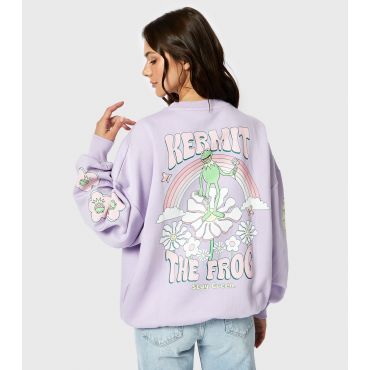 Women's Purple Kermit The Frog Jersey Sweatshirt Skinnydip New Look