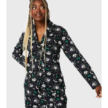 Women's Black Nightmare Before Christmas Scrunchie Pyjama Set Skinnydip New Look