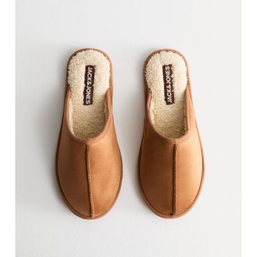 Men's Tan Faux Suede Slippers Jack & Jones New Look