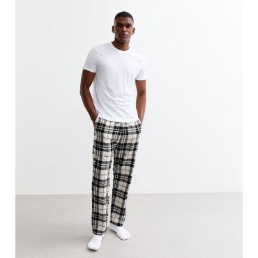 Men's Off White Regular Checked Pyjama Bottoms Jack & Jones New Look