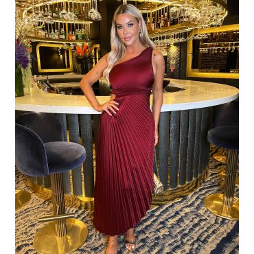 Women's Red Pleated Satin Midi Dress AX Paris New Look