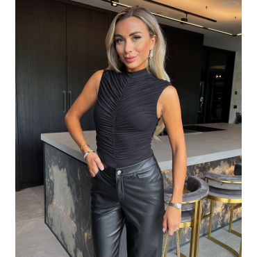 Women's Black Ruched Mesh Bodysuit AX Paris New Look