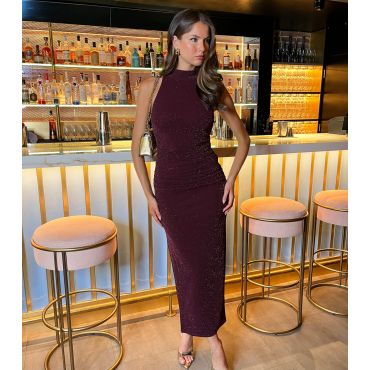 Women's Plum Sparkle Sleeveless Bodycon Midi Dress AX Paris New Look