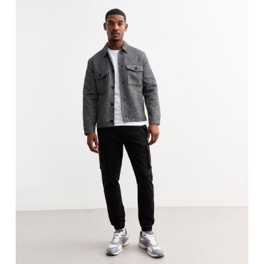 Men's Black Regular Tapered Cargo Trousers Only and Sons New Look