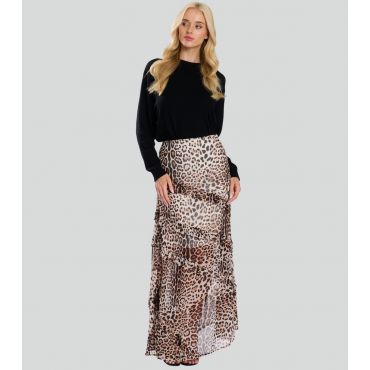 Women's Leopard Print Chiffon Maxi Skirt Finding Friday New Look