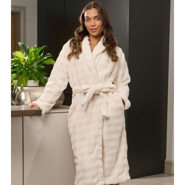Women's Cream Fleece Robe Loungeable New Look
