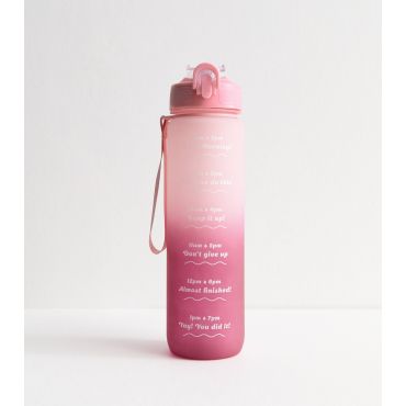 Pink Pop Lid Straw 1L Message Water Bottle New Look