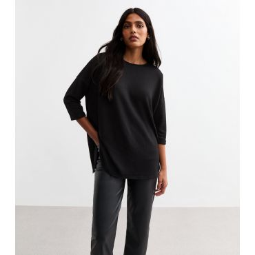 Women's Black Soft Touch Three Quarter Sleeve Top New Look