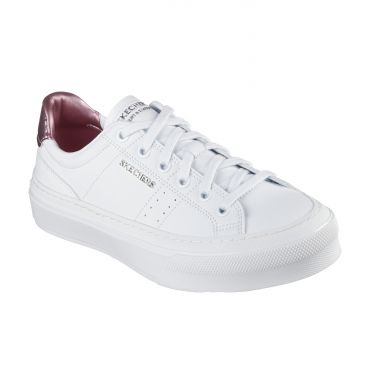 Women's White Metallic Heel Faux Leather Trainers Skechers New Look