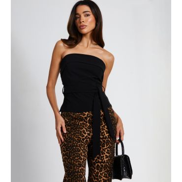 Women's Black Bandeau Belted Top Quiz New Look