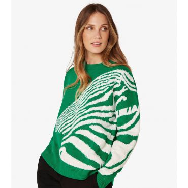 Women's Green Zebra Oversized Jumper Apricot New Look