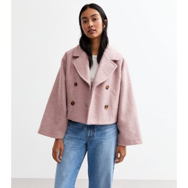Women's Pink Textured Cropped Blazer Gini London New Look