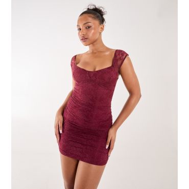 Women's Burgundy Lace Mini Dress Pink Vanilla New Look