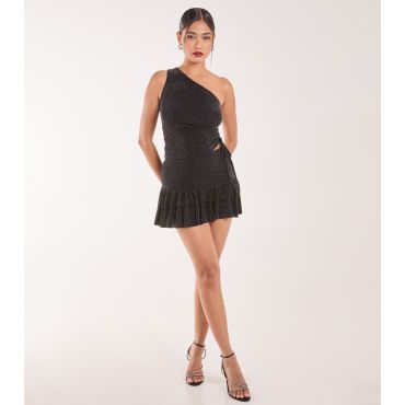 Women's Black Glittery Ruffled Mini Skirt Pink Vanilla New Look