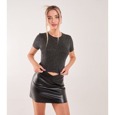 Women's Black Metallic Short Sleeve Top Pink Vanilla New Look