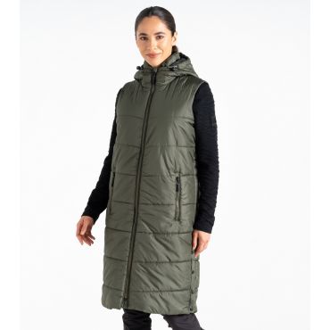 Women's Green Distinguish Long Padded Gilet Dare 2b New Look