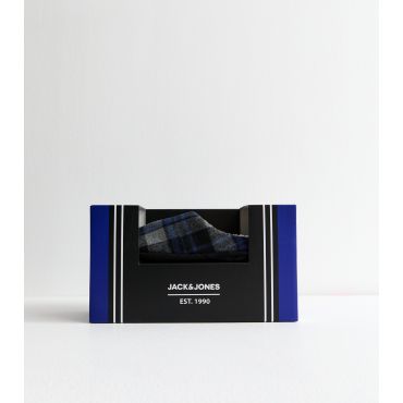 Men's Navy Checked Fleece Lined Slippers Jack & Jones New Look