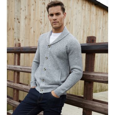 Men's Grey Lindow Knit Shawl Cardigan Threadbare New Look