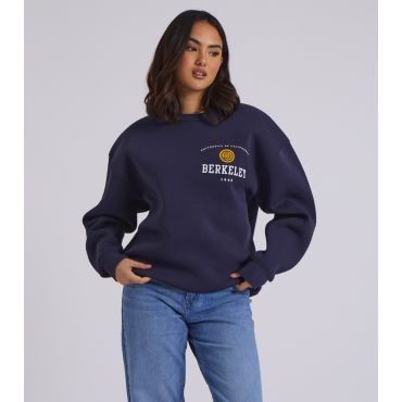 Women's Navy Berkeley Print Oversized Sweatshirt Urban Bliss New Look