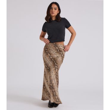 Women's Snake Print Bias Cut Maxi Skirt Urban Bliss New Look