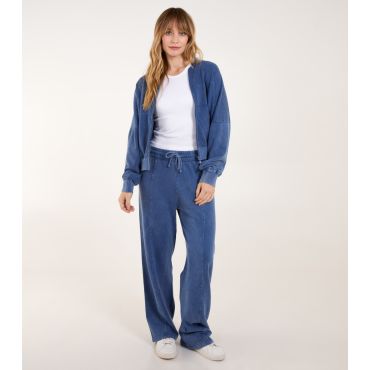 Women's Blue Acid Wash Bomber Jacket And Joggers Set Blue Vanilla New Look