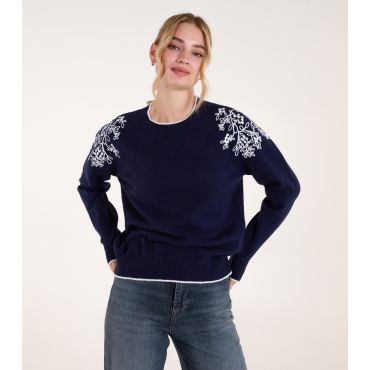 Women's Blue Embroidered Shoulder Jumper Blue Vanilla New Look