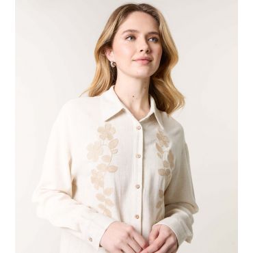 Women's Cream Floral Embroidered Blouse Blue Vanilla New Look