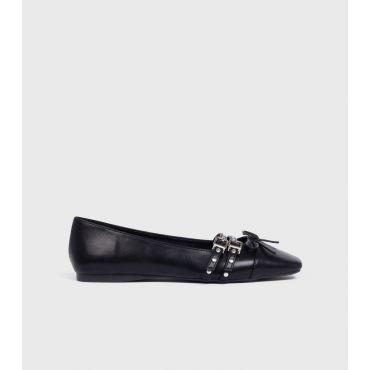 Women's Black Faux Leather Studded Ballet Pumps London Rebel New Look