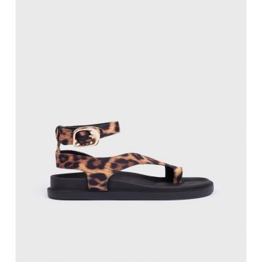 Women's Leopard Print Toe Strap Sandals London Rebel New Look