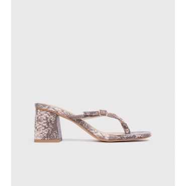 Women's Brown Snakeskin Print Thong Strap Mules London Rebel New Look