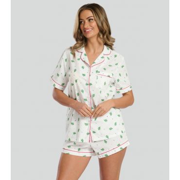 Women's White Cactus Print Shirt and Shorts Set Loungeable New Look