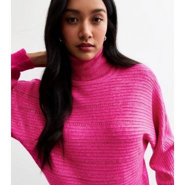 Women's Deep Pink Gem Stripe Knitted Jumper Sunshine Soul New Look