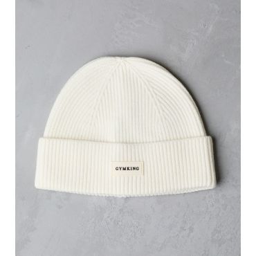 Cream Logo Ribbed Beanie Gym King New Look