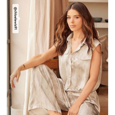 Women's Light Brown Collared Satin Top Little Mistress New Look