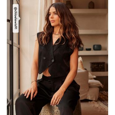 Women's Black Satin Pleated Wide Leg Trousers Little Mistress New Look