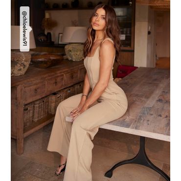 Women's Light Brown Corset Bodice Jumpsuit Little Mistress New Look