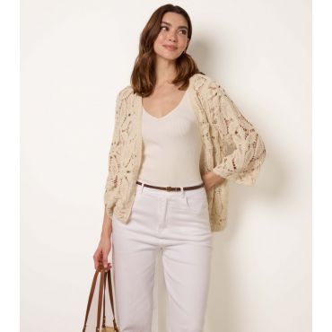 Women's Stone Floral Crochet Cardigan Blue Vanilla New Look