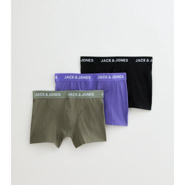 Men's Light Khaki/Purple/Black Pack Of 3 Jersey Boxers Jack & Jones New Look