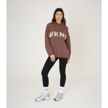 Women's Brown Knitted Logo Hoodie WKNDGIRL New Look