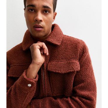 Men's Light Burgundy Regular Fit Boucle Texture Jacket New Look