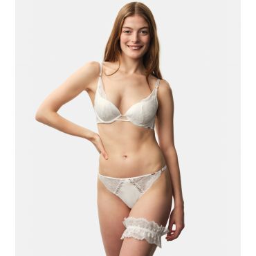 Women's Off White Lyra Satin Plunge Bra Dorina New Look