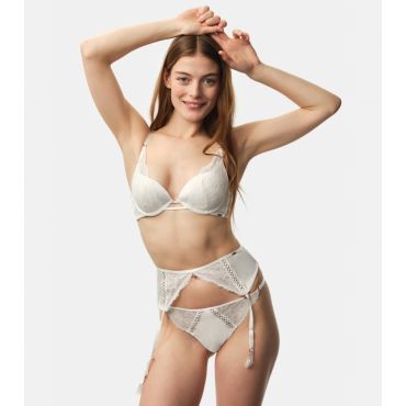 Women's Off White Lace Trimmed Satin Belt Dorina New Look