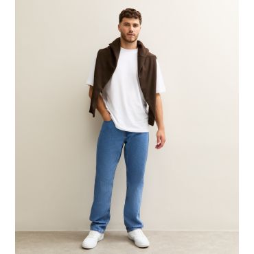 Men's Mid Blue Straight Leg Jeans Only and Sons New Look