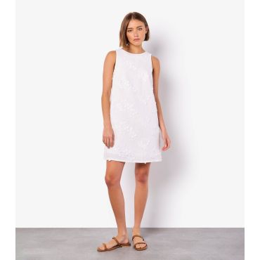 Women's White Floral Embroidered Mini Dress Apricot New Look