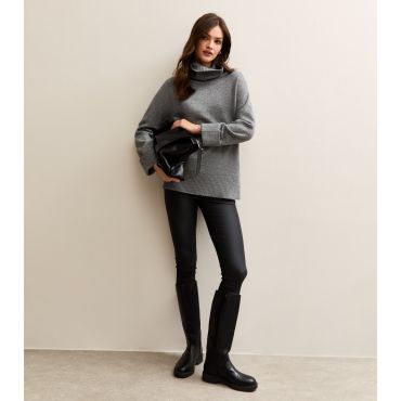 Women's Tall Black Coated Lift & Shape Jeggings New Look