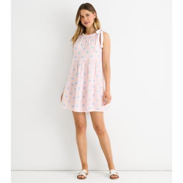 Women's Pink Striped Floral Print Tiered Mini Dress Gini London New Look
