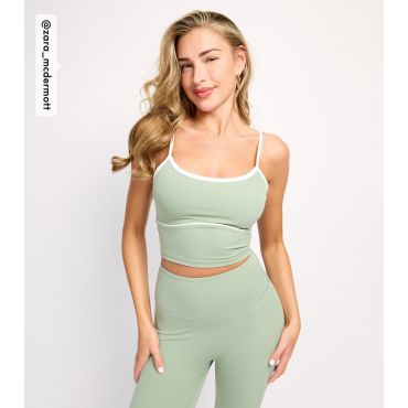 Women's by Zara McDermott Green Contrast Trim Crop Top Rise New Look