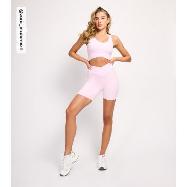 Women's by Zara McDermott Pink Crossover Front Cycling Shorts Rise New Look